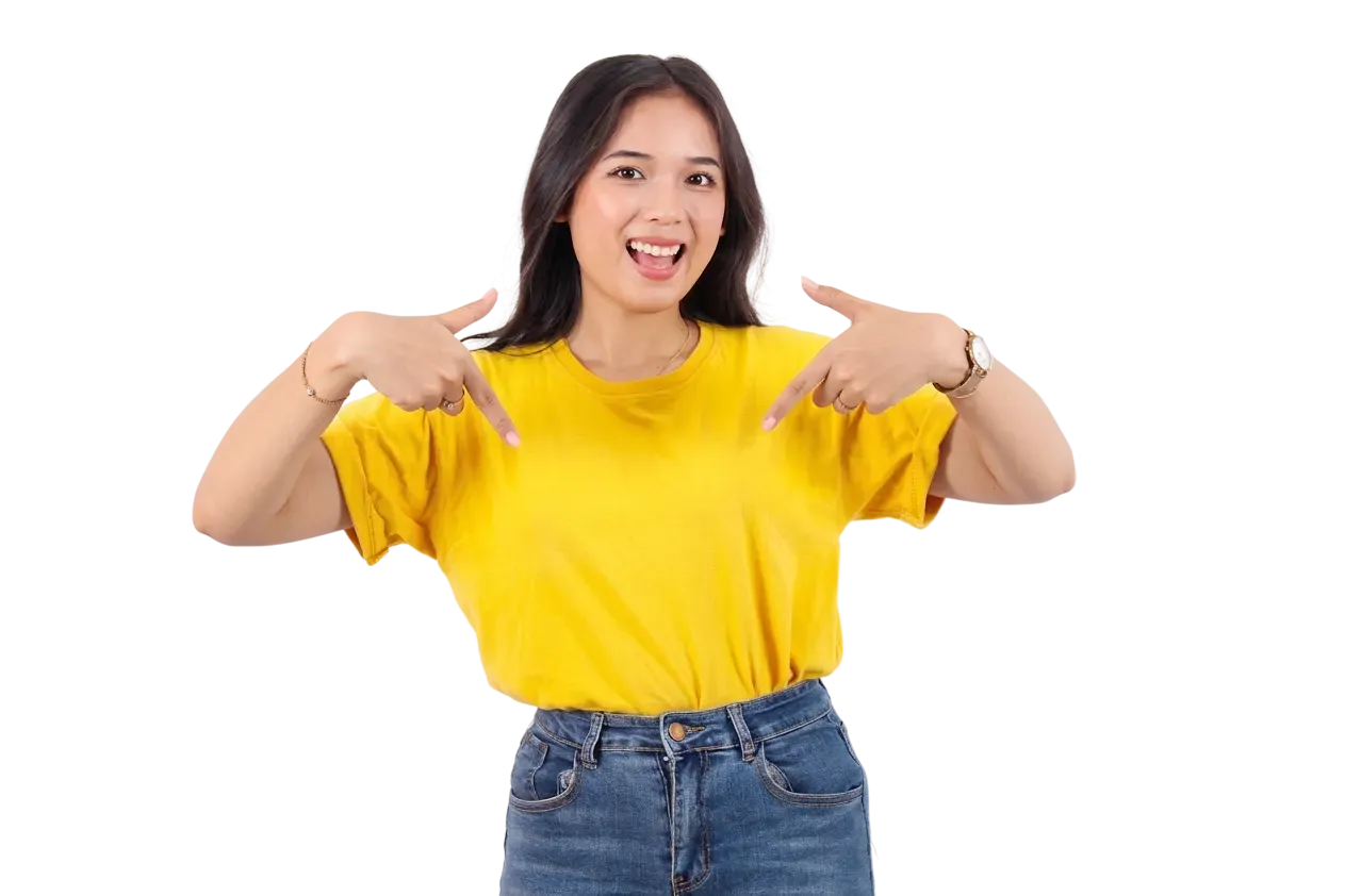 Woman pointing down